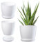 KADAX Élégant Pot de Fleurs, Pot à Plantes avec Soucoupe, Pot de Fleurs Rond, Pot de Fleurs en Plastique, Cache-Pot pour Fleurs, Pot de Fleurs Interieur Ø 16 cm Blanc