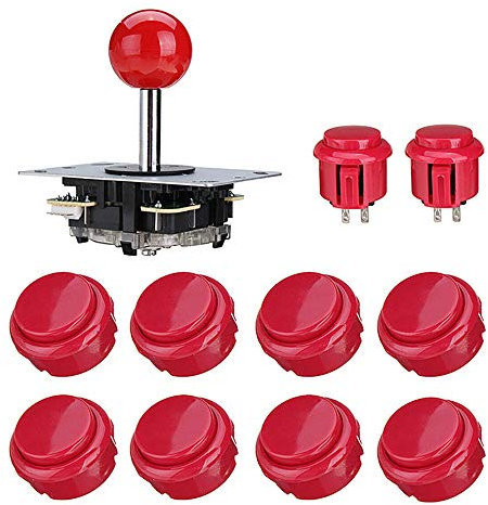 SagaSave Arcade Games DIY Teile Kit, PC Game Controller DIY Kit inkl. 1 Arcade Joystick 10 Arcade Tasten - Rot