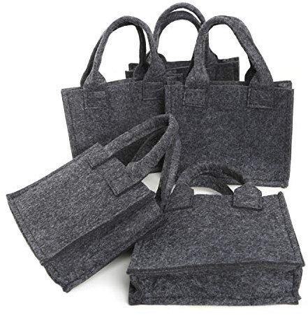 Logbuch-Verlag 5 kleine Filztaschen 15 x 4 x 12 cm mini Geschenktaschen zum Befüllen anthrazit dunkelgrau für Hochzeit Geburtstag Give-Aways