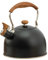 Cabilock Whistling Kettle Stove Top Kettle for Gas Hob Stainless Steel Whistling Tea Kettle Tea Pot Stovetop Anti- hot Wooden Handle and Loud Whistle 2. 5L Black