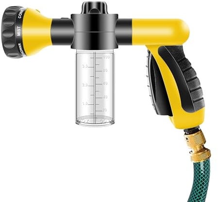 CUQOO Hose Pipe Spray Gun - High-Pressure Garden Hose Spray Gun with 8 Spray Modes & Built-in Soap Dispenser, Jet Wash Sprinkler for Car Washing, Gardening & Pet Cleaning