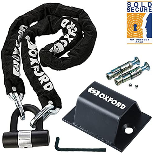 Oxford Products OF157 1m Heavy Duty Chain Lock + Brute Force Motorcycle Ground Anchor