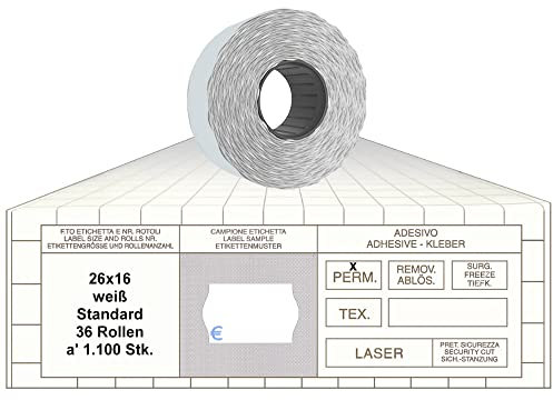 Preisetiketten 26x16 STD Eurozeichen weiß 36 Rollen
