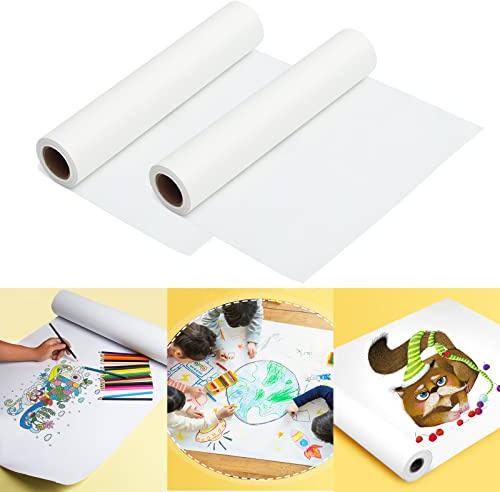 Lot de 2 rouleaux de papier à dessin blanc pour enfants - 22,5 cm x 10 m