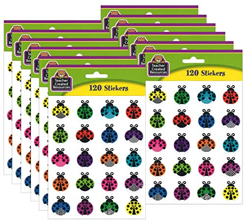 Colorful Ladybugs Stickers, 120 Per Pack, 12 Packs