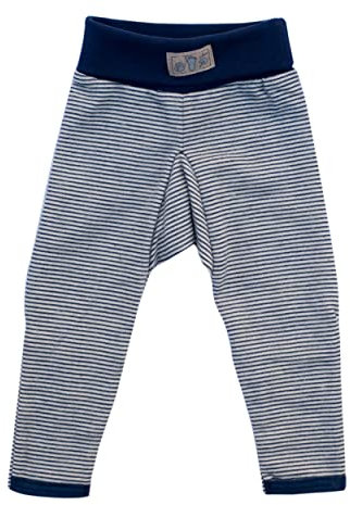 Lilano, Merino Baby Hose Nabelbund mit Umschlag, 70% Wolle (Bio), 30% Seide, 210gr./m² (Blau/Natur, 62)