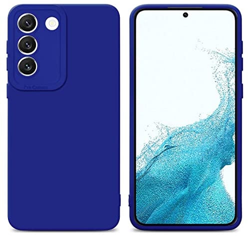 Cadorabo Hülle kompatibel mit Samsung Galaxy S22 Schutzhülle TPU Silikon Case Liquid Design mit Kameraschutz Slim Kratzfest Weiche Gummi mit Rundumschutz Case Hülle für Galaxy S22 in Blau
