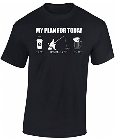 Baddery Angel T-Shirt Herren : My plan for Today: Angeln - Angler Shirt Männer - Angelkleidung Zubehör Geschenke (4XL)