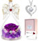 Sunia Geschenk für Mama, Ewige Rose in Engel Glaskuppel mit LED-Licht, Ewige Blume Engel Figur mit Halskette, Bestes Ideen Valentinstagsgeschenk für Freundin Oma Weihnachten Muttertag