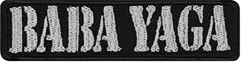 Aufnäher Patch BABA YAGA Waldhexe Sticker zum annähen/aufbügeln | Applikation Kleidung reparieren Jeans Flicken Bügelbilder für alle Stoffe | fabric applique 75x20mm