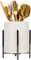 LOUIE SILNA Cutlery holder,Flatware Organizer for kitchen and Dining Room,White Ceramic with Metal Stand Cutlery Racks(M 5.9'' * 3.93'')