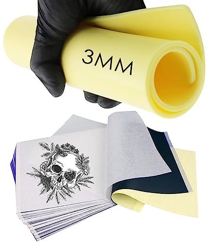 Unihuby 23pcs Kunsthaut Tattoo Übungshaut 3MM Stencil Papier Set - Unihuby 3pcs Fake Skins 3MM 20pcs Transferpapier Tattoo Haut Praxis für Tattoo Zubehör