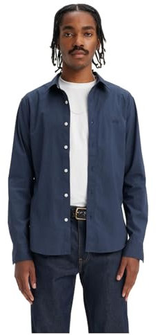 Levi's Men's Long-Sleeve Battery Housemark Slim Shirt, Naval Academy, S