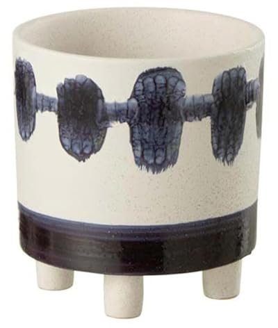 Paris Prix Cache-Pot Design Brush 16cm Blanc & Bleu