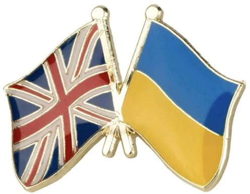 UK United Kingdom British Ukraine Ukrainian National Flag Crossed Flags Friendship Love Alliance Allies 1 Enamel Pin, 1 Inch, Enamel, enamel