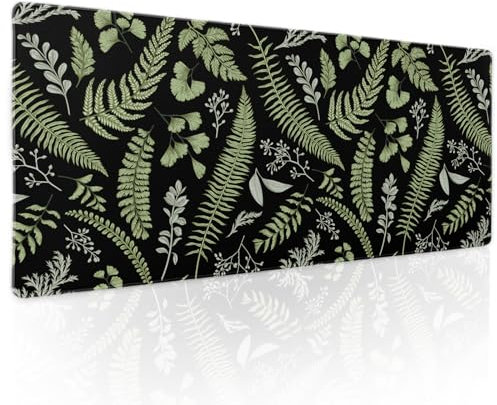 aportt Tapis de souris noir et vert XL avec base en caoutchouc antidérapant et bords cousus pour bureau, jeux vidéo, ordinateur portable, bureau, 80 x 30 cm