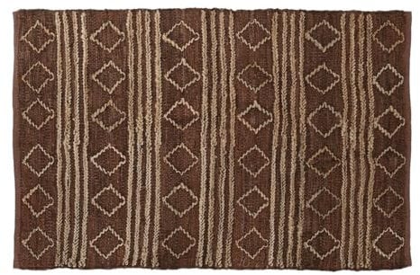 Home ESPRIT Teppich, Braun, Rautenmuster, 120 x 180 x 1 cm