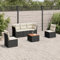 ULUYYUC 6-TLG. Garten-Sofagarnitur, Polsterbank Schlafsofa Hocker Eckbank Geeignet für Balkon Garten Hinterhof Außenbereich mit Kissen Schwarz Poly Rattan