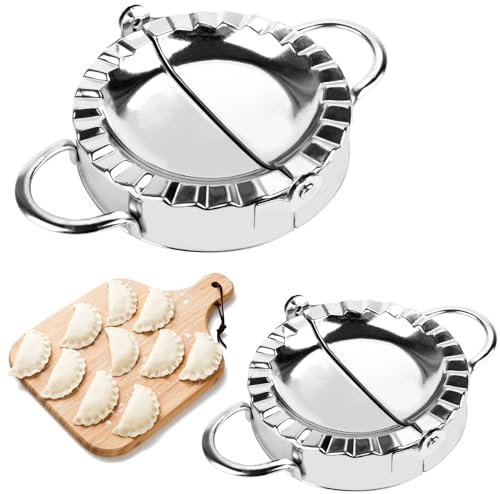 Unvtap Dumpling Maker, 2 Stück Pierogi Maker, Teigtaschenformer Set, Ravioli Maker, Maultaschen Former, Ravioli Former Edelstahl, Tortellini Former für Pasta Dumpling Werkzeug(Klein 75 mm,Groß 95 mm)