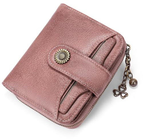 SENDEFN Geldbörse Damen Klein,Geldbeutel Frauen Leder,mit Münzfach Kleines Zipper Brieftasche Kartenhalter mit RFID Blocker