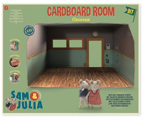 Sam & Julia - Miniatur Raum aus Karton - Schulklasse – 33 x 20 x 25cm - für Kinder jeden Alters