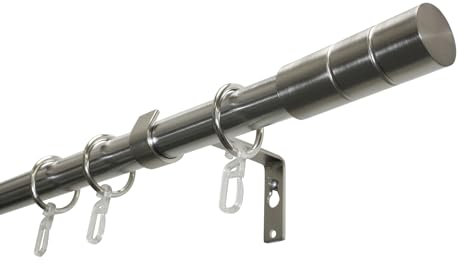 GARDINIA Gardinenstangen-Set Zylinder, 1-läufig, Komplettstilgarnitur inkl. Befestigungsmaterial, Ø 19 mm, 220 cm, Metall, Edelstahl-Optik