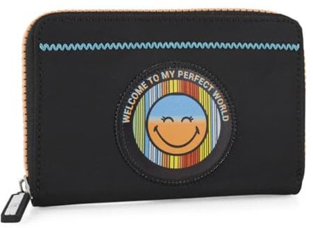 Smiley World - Geldbörse Damen Gross - Strapazierfähige Portemonnaie Damen - Damen Geldbörse - Damen-Geldbörsen mit Hochwertigen Materialien - Damen Portemonnaie, Schwarz