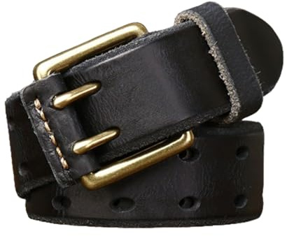 AGUTALITHIC Gürtel Herren Mit Leder-rollschnallen Doppeldorn Schließe 3,8cm Breit Ledergürtel Mit Doppel-Loch Jeansgürtel In Premium Rindleder In Vintage Look(100cm/39, Black)