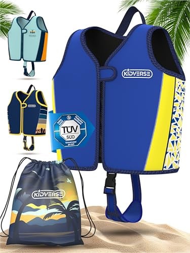 KIDVERSE gilet galleggiante per bambino 2-6 anni - Ausilio al nuoto certificato TÜV - giubbotto galleggiante bambino per imparare a nuotare - Per maschi e femmine