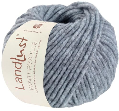 LANA GROSSA Landlust Winterwolle | Soffilo mit Yakfasern | Handstrickgarn aus 50% Schurwolle (Merino), 35% Baumwolle & 15% Yak | 50g Wolle zum Stricken & Häkeln | 70m Garn FB35