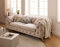 Lisa Design Camden - 3-Sizter Sofa Chesterfield aus Samt - goldene Metallfüße Beige