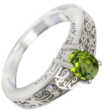SILVERNROCK Peridot-Ring aus massivem 925er-Sterlingsilber, Stein-Bandring, handgefertigt, für Herren und Damen, Schmuck ERG1062AJ_60 (19.1)