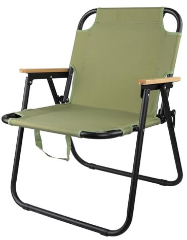 JHYCCDD Campingstuhl Faltbar, Klappbare Campingstühle, Faltbare Campingstühle, Angelstuhl Faltbar, Camping Klappstuhl, Faltstuhl Camping mit Armlehnen, Perfekt für Angeln, Picknick (Armeegrün)