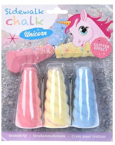 Straßenmalkreide Glitter Einhorn, 3St.