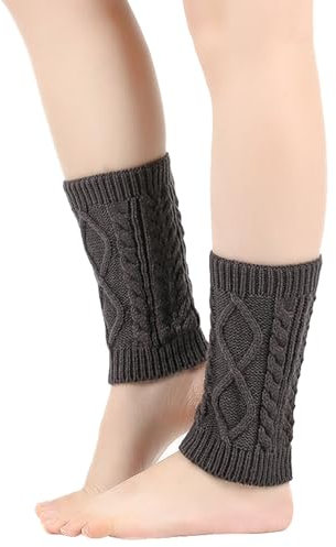 Damen Stulpen Gestrickt Beinwärmer Kurze Winter Warme Beinstulpen Legwärmer Strümpfe Knöchelwärmer Weich Tanzstulpen Ballettstulpen Stiefel Boot Abdeckung Weihnachtsstrumpf für (Dark Gray, One Size)