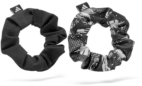 Adidas Scrunchies, 2er Set - Elastische Haargummis in Graphic und Schwarz