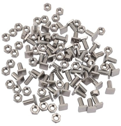 NOENNULL 50 Sets Greenhouse Nuts and Bolts, Stainless Steel ex Nuts and T Head Bolts Greenhouse Screws M6 X 13 Screws M6 Nuts Tool Assortment Set for Installing and Fixing Greenhouse