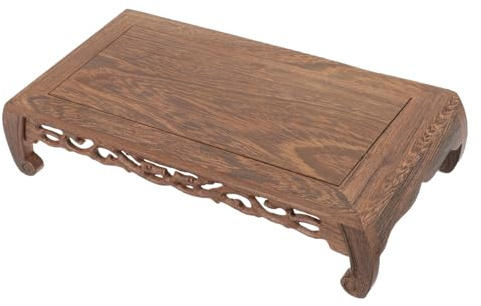 RORPOIR Wooden Display Base Vintage Style Carving Base for Buddha Statue Figurines Vases and Planters 12.60 X 6.50 X 2.87in for Home Shop Museum and Flower Store