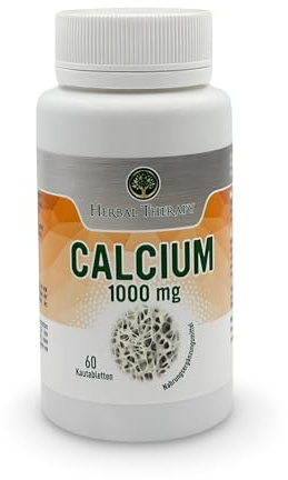 Herbal Therapy Calcium 1000 mg Kautabletten, 60 Stück, Nahrungsergänzungsmittel für Knochen- und Zahngesundheit
