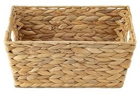 ECHTWERK Cesta de almacenaje de jacinto de agua, Rectangular, 35 x 25 x 16 cm, colores naturales, cesta de mimbre, apilable para baño, oficina & salón