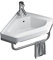 Fregadero de cocina de esquina de pared, de porcelana blanca pura, de cerámica, pequeño lavabo de tocador, lavabo con grifo, desagüe y toallero para restaurante, cafetería, salón y spa.