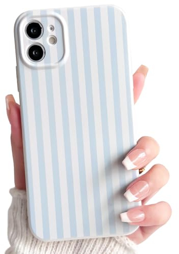 Lovmooful for iPhone 11 Case Cute Color Striped Design-Blue | Cute Color Striped with Aesthetics Design,for Girls Women Girly,Soft TPU Case,Shockproof Protective