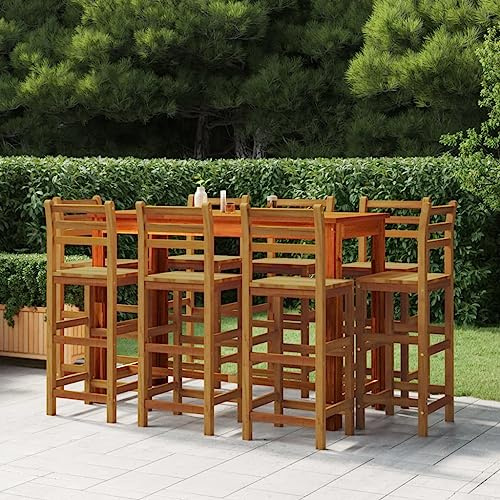 LLEZKBR Outdoor-Sitz, Outdoor-Stühle, Barhocker, Massivholz, Akazie, 8 Stück
