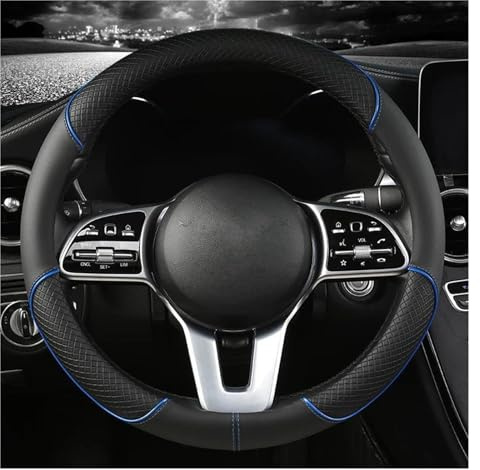 Auto-Lenkradbezug, geeignet für Hyundai I30, Kona I10, I35, Elantra, Santa Fe, rutschfester Leder-Lenkradbezug (blaue O-Form)