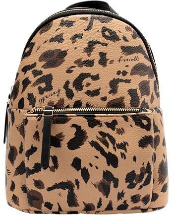 Fiorelli Women's Ally Backpack, Leopard Print | Stylish Small Rucksack with Adjustable Straps & Pockets, Faux Leather