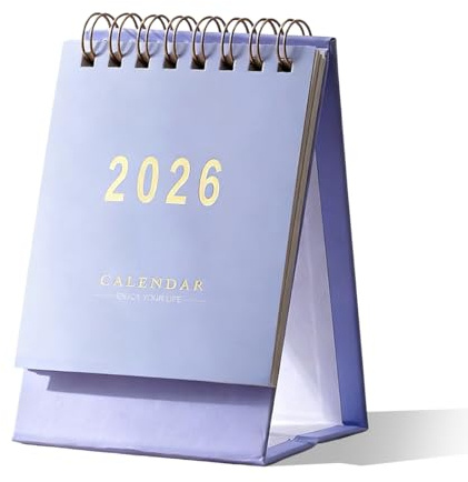 NOPKESV 1 Stück Mini-Tischkalender 2025-2026, Kleiner Stehkalender von Juli 2025 bis Dezember 2026, Mini Desk Calendar für Home Office School
