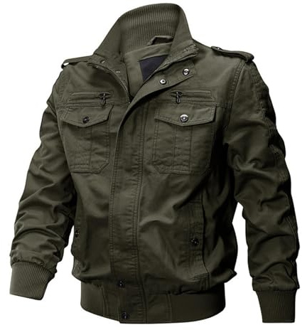 KBOPLEMQ Camouflage Übergangsjacke Herren Leichte Cargojacke Dünne Herrenmode Tarnjacke Mit Reißverschluss Bomberjacke Business Freizeit Outdoorjacke Atmungsaktiv Military Tacticaljacken