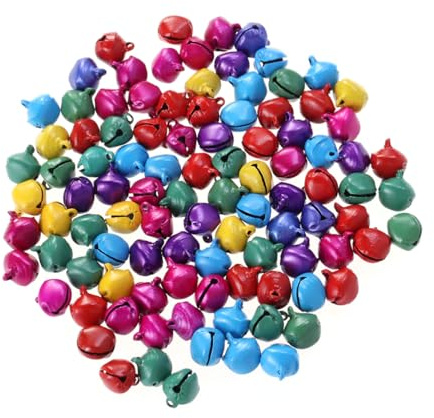 DOITOOL 100stücke Kleine Glöckchen zum Basteln DIY-perlen für Puppenhaus-Ornamente Näharbeiten und Schmuckherstellung Bunt für Heimdekoration und Geschenkverpackung Zufällige Farbe