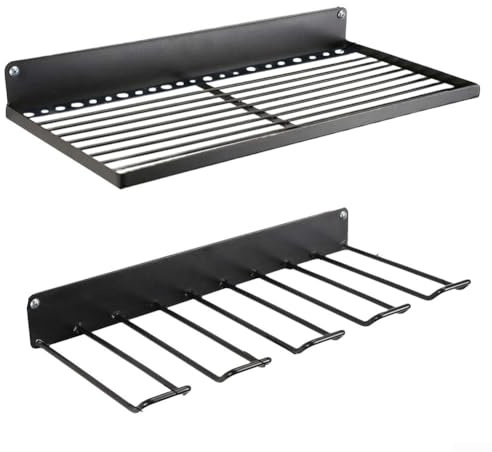 Wall Mount Tool Rack, Power Drill Organizer for 4 Drills, 2 Level Metal Storage Holder for Electric Tools and Garage Organization
