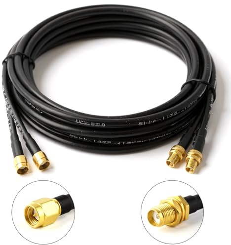 5m RG58 Kabel Twin Verlängerungskabel für LTE / 5G / 4G / WiFi / W-LAN Antennen hoch flexibel und verlustarm 50 Ohm Koaxialkabel mit SMA Anschluss für Funk- und Antennentechnik, Witterungsbeständig
